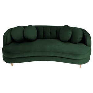 Sofá Curvo 3 Lugares Orgânico Sala Recepção Escritório Decorativo Luxo Panamá 200cm Linho Verde