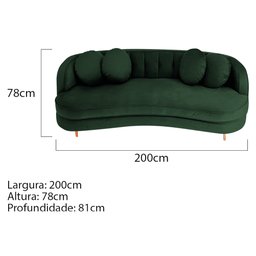 Sofá Curvo 3 Lugares Orgânico Sala Recepção Escritório Decorativo Luxo Panamá 200cm Linho Verde - 4