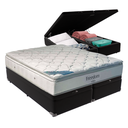 Ver imagem 1 de Cama Box Baú Bipartido Casal Preto e Colchão Freedom Molas Ensacadas Ortobom