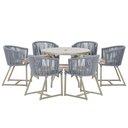 Ver imagem 1 de Mesa e 6 Cadeiras de Jantar Noronha Fendi E6 Trama Original Prata