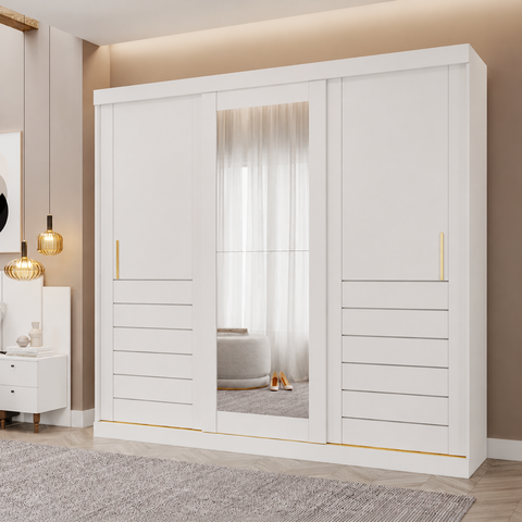 Guarda Roupa Maite 3 Portas Correr Espelhos MDF