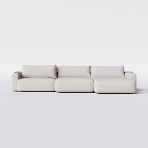 Sofá Ibiza Retrátil com Chaise 3,14m em Linho Brooks Off White - Home Mobily