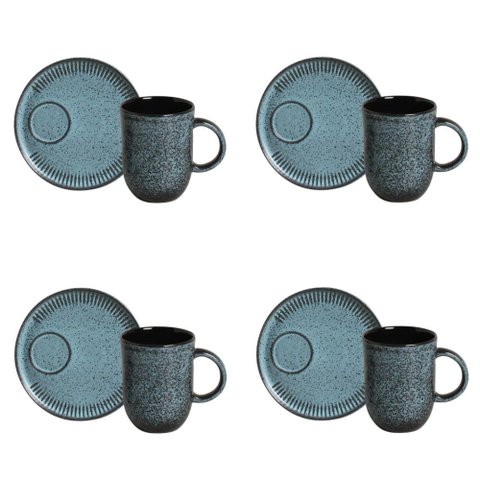 Conjunto de Canecas com Pires 04 Peças Linhas Night Sky Porto Brasil