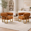 Ver imagem 1 de Kit 02 Poltrona Cadeira Decorativa Sala Clinica Versátil Loy:courino Sintético Marrom