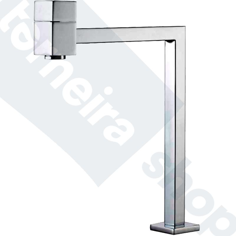 Torneira Quadrada Mesa Bancada para Banheiro Lavabo Lavatório Bica Alta 90° Metal 1/4 Volta 1/2" - 2