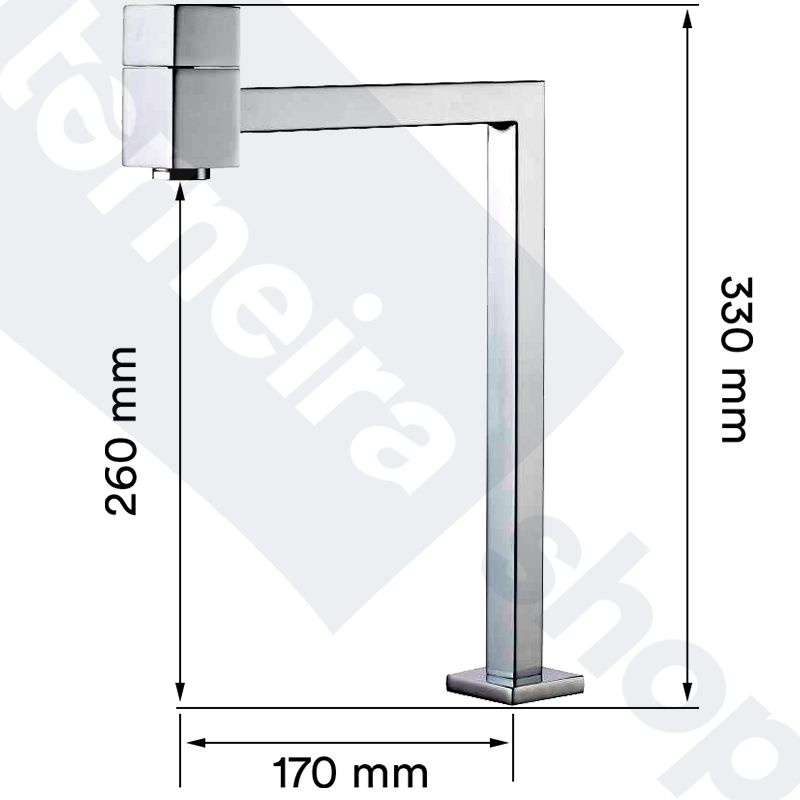 Torneira Quadrada Mesa Bancada para Banheiro Lavabo Lavatório Bica Alta 90° Metal 1/4 Volta 1/2" - 3