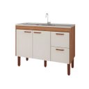 Ver imagem 1 de Gabinete de Cozinha 114cm Armário 100% MDF 2 Porta 2 Gavetas:Freijó/Off White