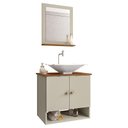 Ver imagem 1 de Conjunto de Banheiro com Gabinete 2 Portas, Cuba com Valvula, Torneira e 1 Espelheira Deli