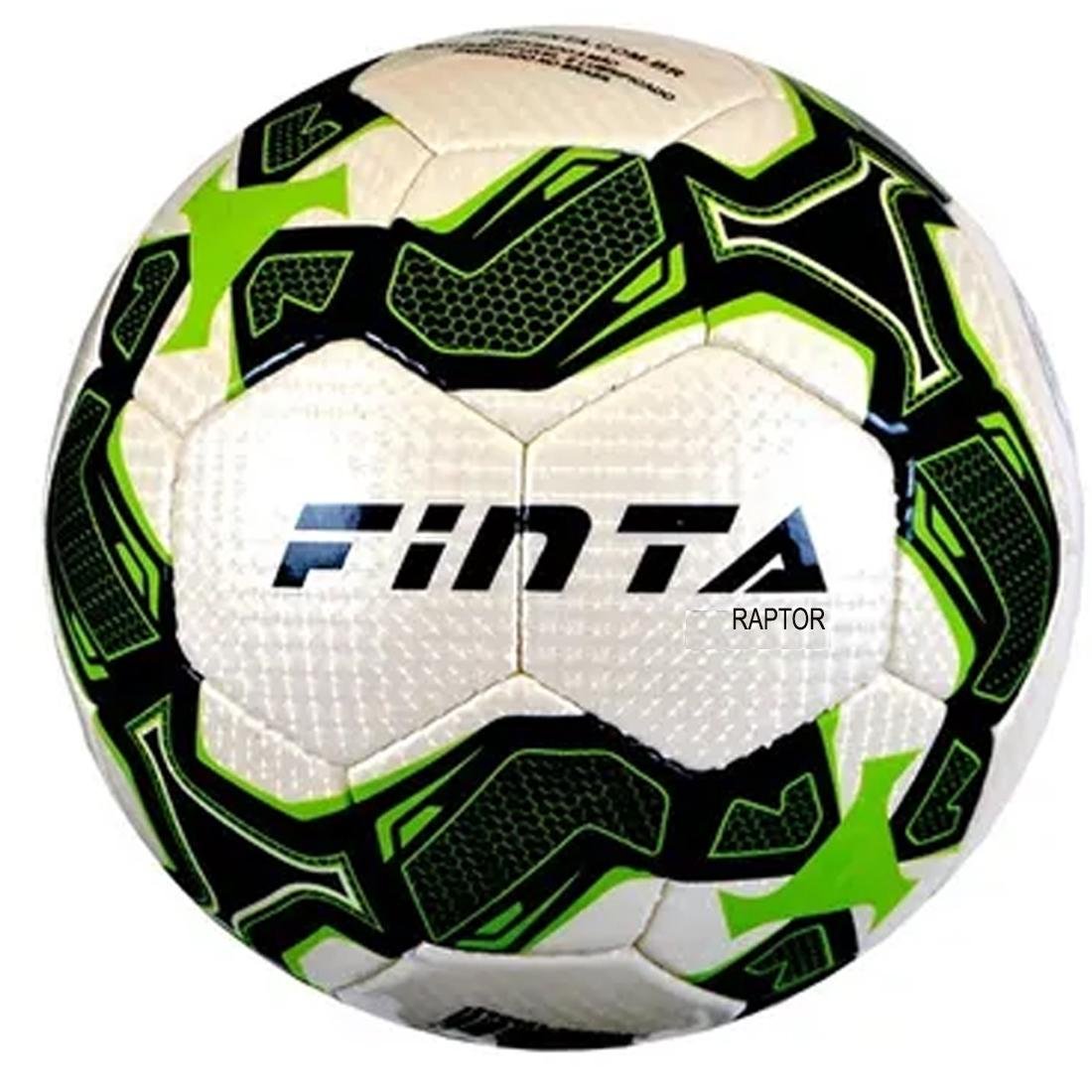 Bola Futebol Society Profissional Costurada Raptor Finta - Branco/Verde - 2