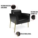 Ver imagem 5 de Sofá Namoradeira e Poltrona Pé de Ferro Dourado Marisa Corano D03 Preto