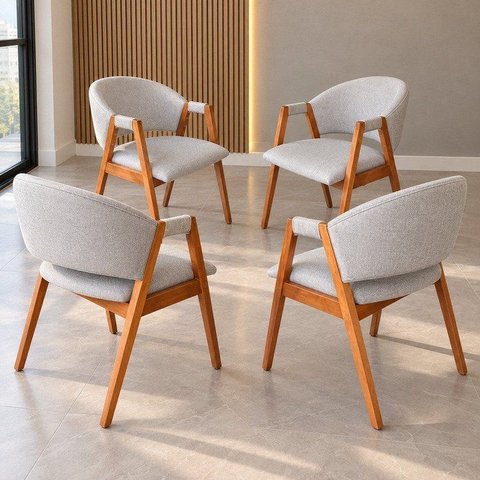Conjunto 4 Cadeiras Zara Decorativas e Estofadas Confortáveis Recepção