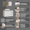 Ver imagem 4 de Conjunto Gabinete Banheiro Prisma 80cm Gabinete + Cuba + Espelheira com Vidro Madeirado Branco