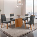 Ver imagem 1 de Conjunto de Jantar Olimpia 4 Lugares Tampo MDF com Cadeiras Yasmin Grafite 120cm Moderna