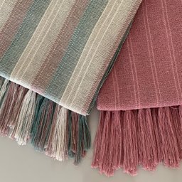 Kit 2 Mantas Artesanais Rosa e Pistache Faixa para Sofá Cama e Poltronas 1,80x 1,20m Decoração Casa - 2