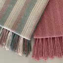 Ver imagem 2 de Kit 2 Mantas Artesanais Rosa e Pistache Faixa para Sofá Cama e Poltronas 1,80x 1,20m Decoração Casa