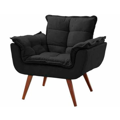 Poltrona Opala Pé Palito 1 Lugar Preto  - Montanaris decor