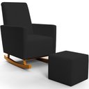 Ver imagem 1 de Poltrona de Amamentação com Balanço e Puff Ravena W01 Suede Preto - Lyam Decor