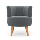 Ver imagem 3 de Poltrona Estofada Tecido Boucle Confortavel para Sala de Espera Pés de Madeira Resistente Elegante