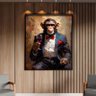 Quadro Decorativo Animais Monkey Evolution com Moldura Preto - 150x100 Cm - 2