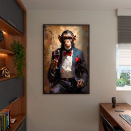 Quadro Decorativo Animais Monkey Evolution com Moldura Preto - 150x100 Cm - 3 Quadro Decorativo Animais Monkey Evolution com Moldura Preto - 150x100 Cm - 3