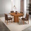 Ver imagem 1 de Mesa de Jantar Eloise 90cm Tampo Mdf Laminado Canto Copo com 4 Cadeiras Eloise Moderna Mobília