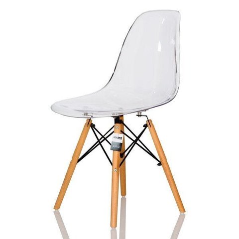 Cadeira Charles Eames Eiffel Wood - Design - Acrílica Transparente