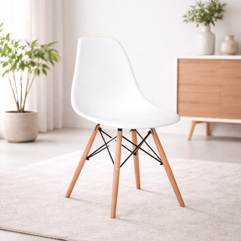 Kit 2 Cadeiras Charles Eames Eiffel Wood - Design - Branca