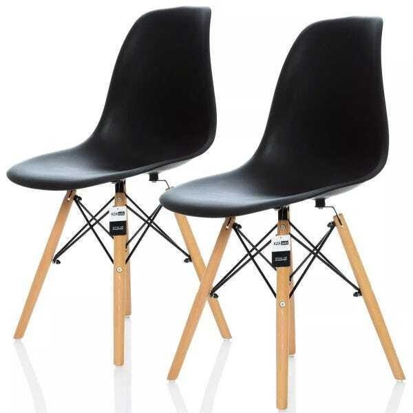 Kit 2 Cadeiras Charles Eames Eiffel Wood - Design - Preta - 1