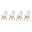 Ver imagem 1 de Kit 4 Cadeiras Charles Eames Eiffel Branca Polipropileno Base Madeira Sala Jantar