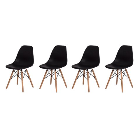 Kit 4 Cadeiras Charles Eames Eiffel - Preta Kza Bela