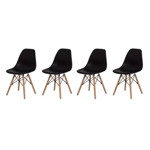 Kit 4 Cadeiras Polipropileno Eames Dsw Pés de Madeira - Design Moderno para Sala de Jantar