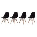 Ver imagem 1 de Kit 4 Cadeiras Polipropileno Eames Dsw Pés de Madeira - Design Moderno para Sala de Jantar