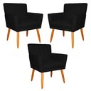 Ver imagem 1 de Kit 3 Poltronas Decorativa para Sala de Estar Cecília Suede Preto - Montanaris Decor Md Montanaris D