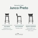 Ver imagem 3 de Kit 6 Banquetas para Balcão Cozinha Gourmet Junco Preto Bancada Ilha Banco 60cm Itagold
