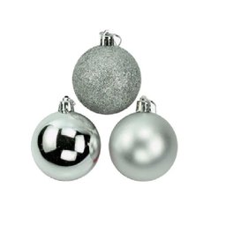 Jogo de Bola de Natal C/9 Peças 5cm Prata - 1
