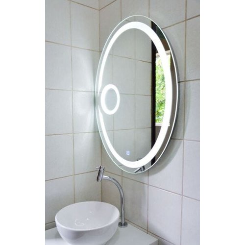 developing Readability stroke Espelho oval com iluminação LED e lente de aumento embutidos |  MadeiraMadeira