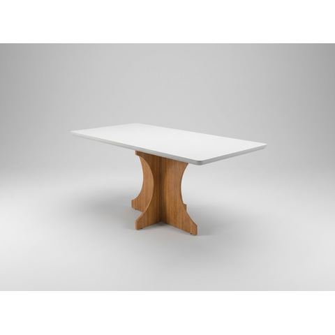 Mesa Londres 120cm com Vidro para Sala de Jantar Cinamomo/Off White