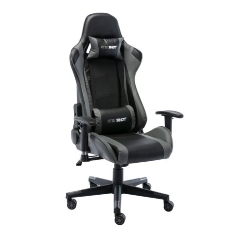 Cadeira Gamer Reclinável Giratória One Shot Fratini Poliuretano (pu) Preto e Cinza Base Rodízio
