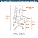Ver mais imagens de Cadeira Gamer Reclinável Giratória One Shot Fratini Poliuretano (pu) Preto e Cinza Base Rodízio