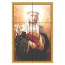 Ver imagem 1 de Quadro Santa Catarina de Siena com Lírios 60x40 em Azulejos