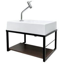 Bancada Lavatório Suspenso Gabinete com Cuba e Prateleira para Banheiro e Lavabo Compacto - 8 Bancada Lavatório Suspenso Gabinete com Cuba e Prateleira para Banheiro e Lavabo Compacto - 8