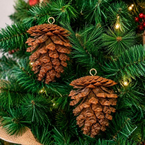 Pendentes Pinhas Naturais Decoração Enfeite Natal Kit 10PÇS
