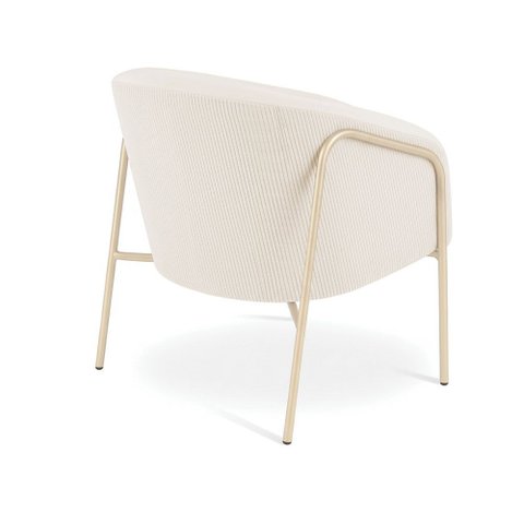 Poltrona Sala Decorativa Stella Base Alta Tubo Champanhe Veludo Cotelê D03 - D'rossi