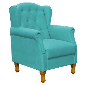 Poltrona Decorativa para Sala de Estar Yara Suede Azul Claro - Lyam Decor