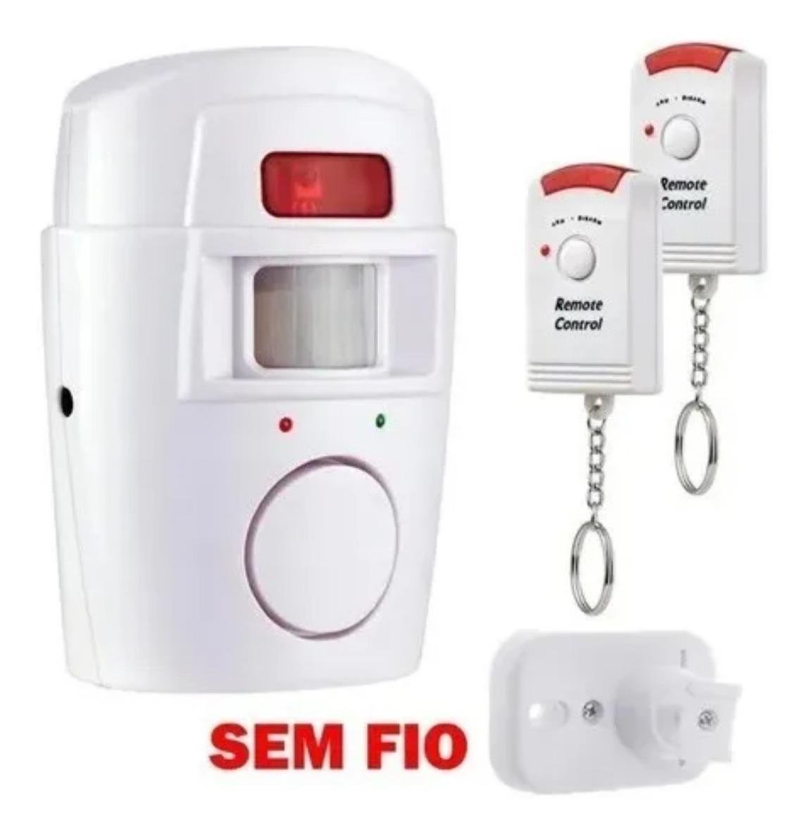 Kit Alarme sem Fio Sensor Presença Sirene 2 Controles - 2