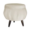 Ver imagem 4 de Kit 1 Poltrona Com 1 Puff Pés Palito Salão de Beleza Pétala Suede Bege - LM DECOR