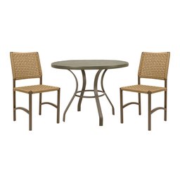 Kit Mesa Dubai em Aluminio Ripado 1,00m com 2 Cadeiras Dubai em Aluminio e Corda Nautica Bege - 1