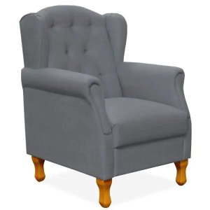 Poltrona Decorativa Para Sala de Estar Yara Corino Cinza - Lyam Decor