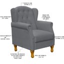 Ver imagem 4 de Poltrona Decorativa Para Sala de Estar Yara Corino Cinza - Lyam Decor