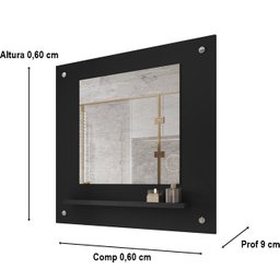 Espelheira de Banheiro Clio Preto - JM Casa dos Móveis - 3